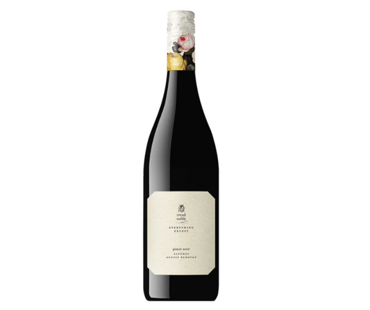 Tread Softly Everything Except Pinot Noir Non-Alcoholic. Best zero alcohol red. Amazing alcohol free alternative to help you drink less alcohol and enjoy life more. Party guilt-free with no hangovers enjoying non-alcoholic wine that tastes authentic. Best selling Non Alcoholic wine at High Vibes Drinks, the non alcoholic wine specialist in Melbourne. 