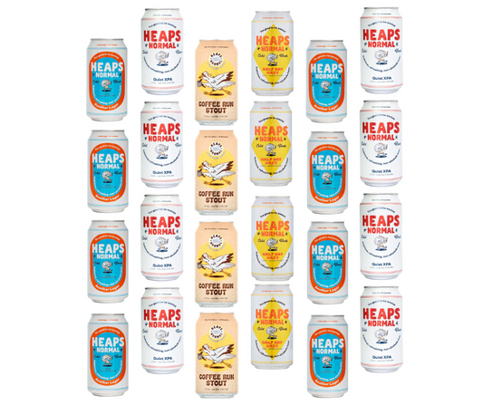 Heaps Normal non-alcoholic beer. Heaps Normal Quiet XPA Non-Alcoholic Beer. It is a full-flavoured, classic Australian beer made without alcohol. Refreshing, delicious non alcoholic beer. Heaps Normal is an award winning Australian made alcoholic beer. Buy from High Vibes Drinks, the alcohol free specialist in Warrandyte, Melbourne. Shop with confidence with our award winning range of non-alcoholic beers. The Heaps Normal Quiet XPA tastes like a delicious, refreshing beer. Tropical and citrus aroma.