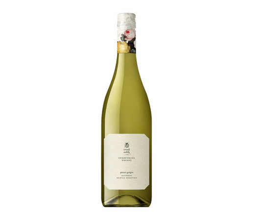 Tread Softly Everything Except Pinot Grigio Non-Alcoholic. Non-Alcoholic white Wine. Amazing alcohol free alternative to help you drink less alcohol and enjoy life more. Party guilt-free with no hangovers enjoying non-alcoholic wine that tastes authentic. Best selling Non Alcoholic wine at High Vibes Drinks, the non alcoholic wine specialist in Melbourne.