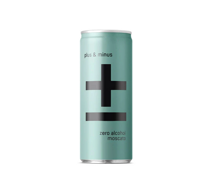 Plus & Minus moscato Can Non-Alcoholic Wine. Non-Alcoholic Wine in a can. sweet alcohol free moscato.  Amazing alcohol free alternative to help you drink less alcohol and enjoy life more. Party guilt-free with no hangovers enjoying non-alcoholic wine that tastes authentic. Best selling Non Alcoholic wine at High Vibes Drinks, the non alcoholic wine specialist in Melbourne.