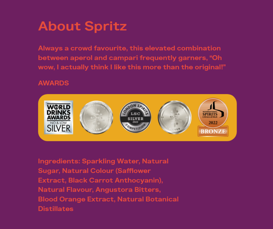 Yes You Can drinks non-alcoholic cocktails; Dark & Stormy, Classic G & T, Aperol Spritz, Peach Bellini and Yuzu Sake. These are made with premium Australian ingredients to bring authentic flavours and mouthfeel. The Yes You Can alcohol free cocktail range have won over 15 International awards. Best of all these award-winning alcohol-free cocktails are made will all natural ingredients and are low in calories and sugar. Best selling at High Vibes Drinks, Melbourne Australia. Alcohol-free cocktails